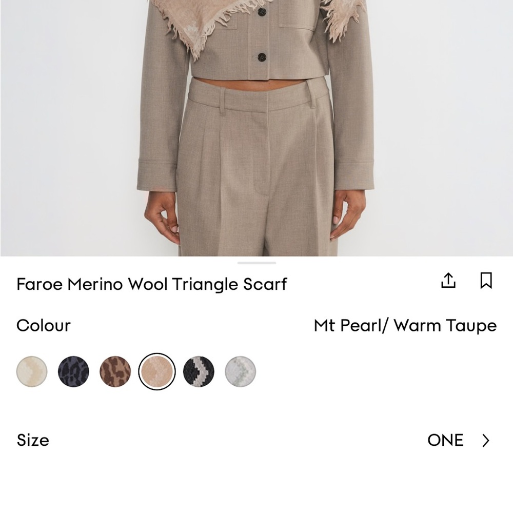 Wilfred Aritzia Faroe Merino Wool Triangle Scarf in Warm Taupe
